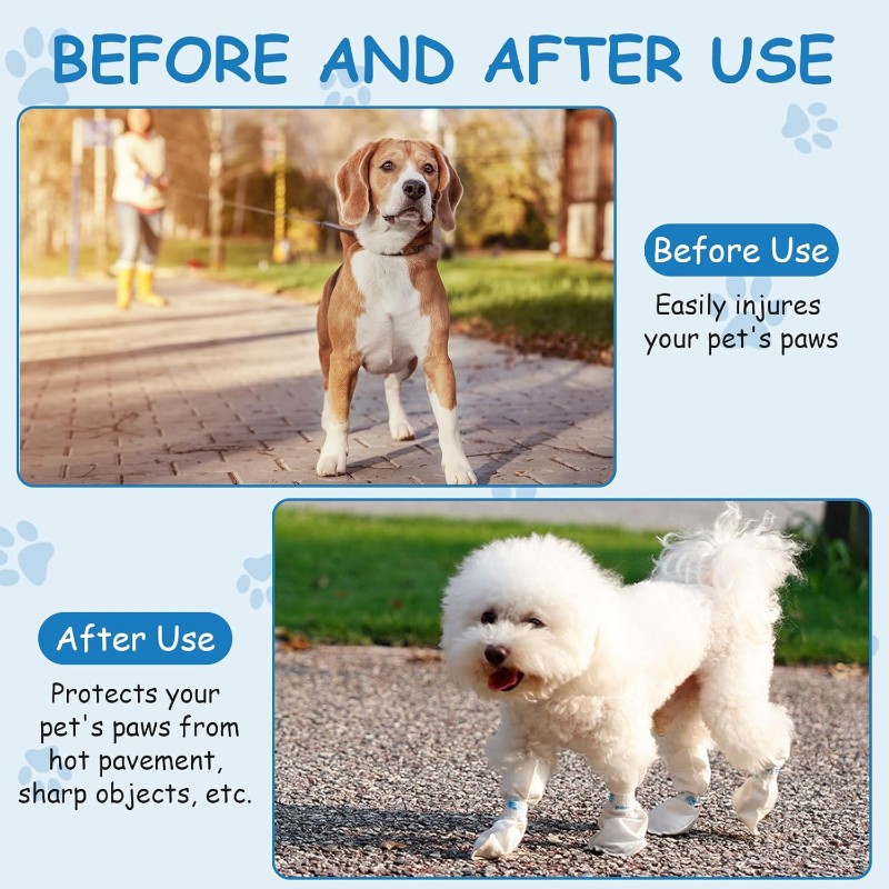 Dog Booties Paw Protector - 【NATAL 】Penutup Sepatu Sekali Pakai untuk